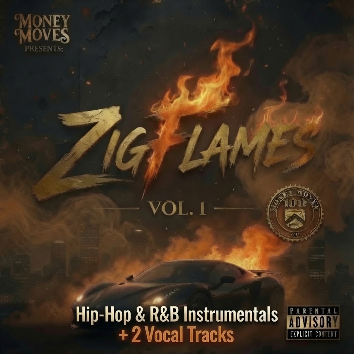 Album cover: Zig Flames Vol. 1 — Hip-Hop and R&B instrumentals plus two vocal tracks.