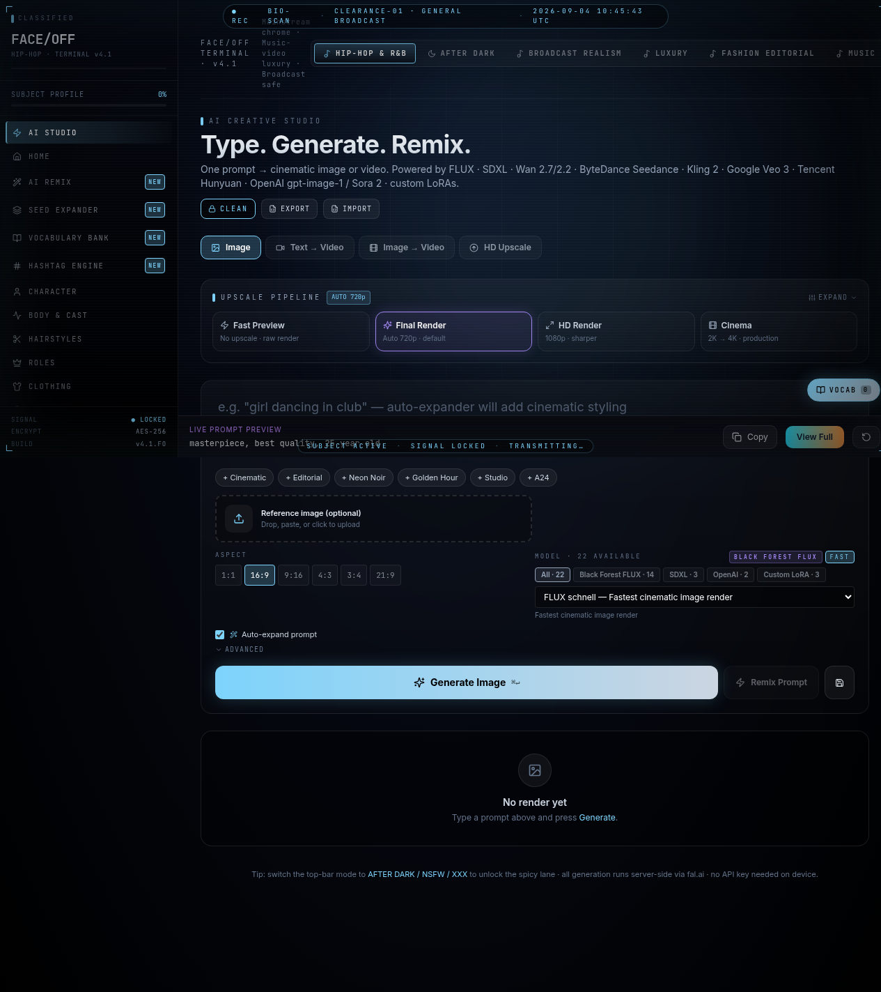 Zig Flames Prompt Machine — AI Studio screen